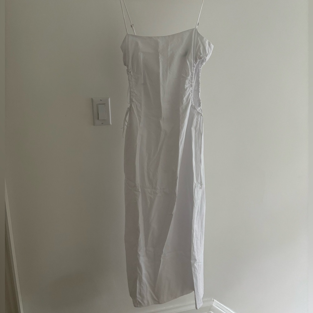 Zara White 100% cotton cutout dress